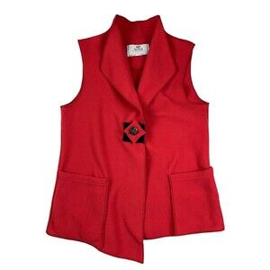 Janska Women's One Button Asymmetrical Front Lagenlook Artsy Fleece Vest Size S
